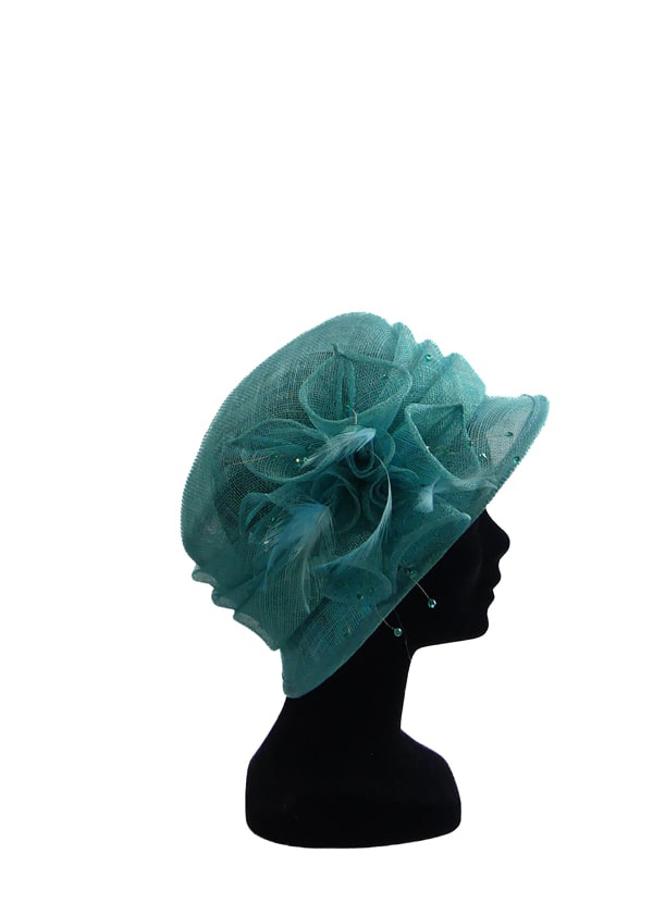 Chapeau cloche turquoise