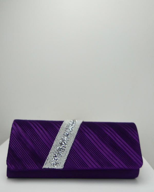 Pochette satin strass violette