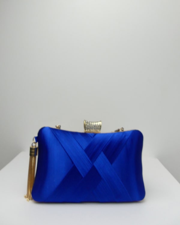 Pochette minaudière bleu