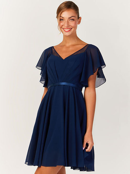 Photo robe de cocktail courte bleu