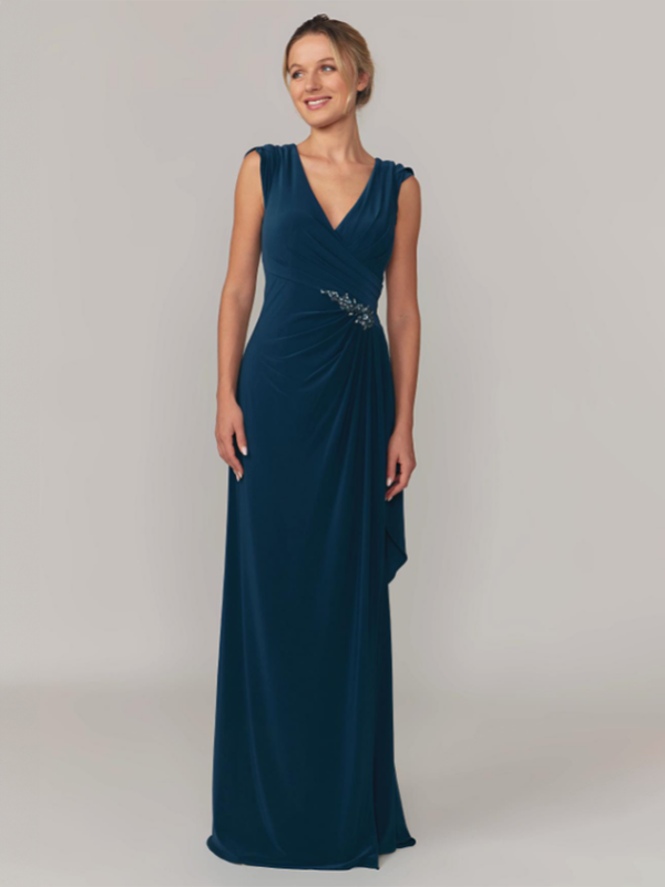 Robe cocktail longue bleu