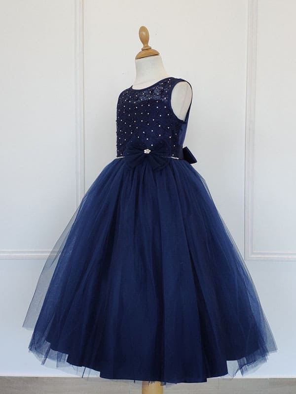 Photo robe enfant bleu à strass