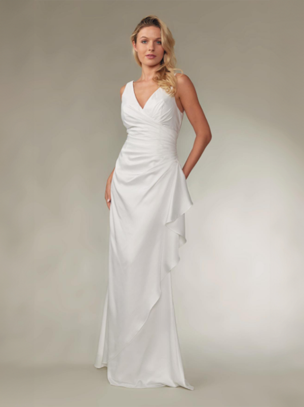 Robe de mariée drapée satin longue