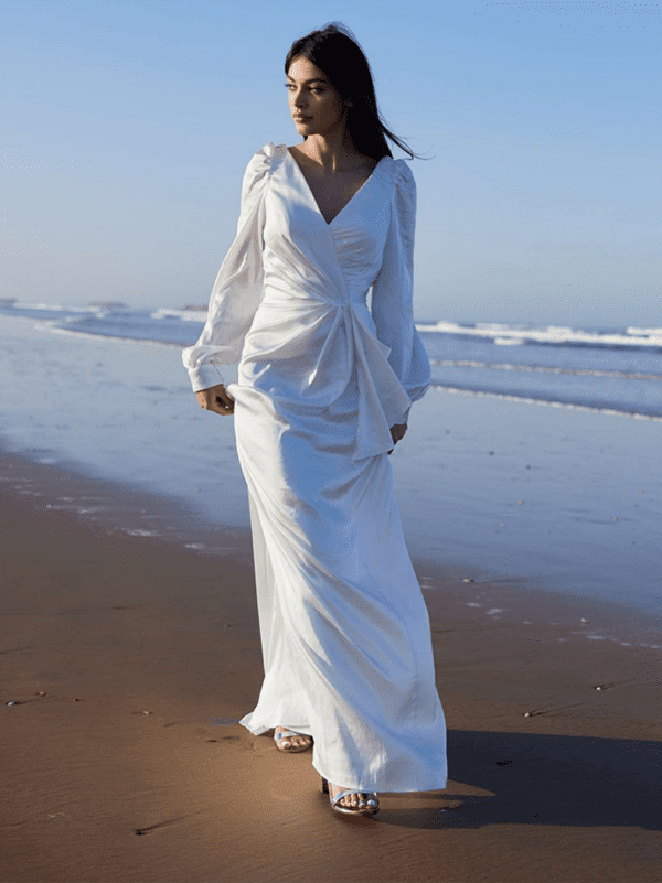 Robe de mariage jupe fourreau longue en satin