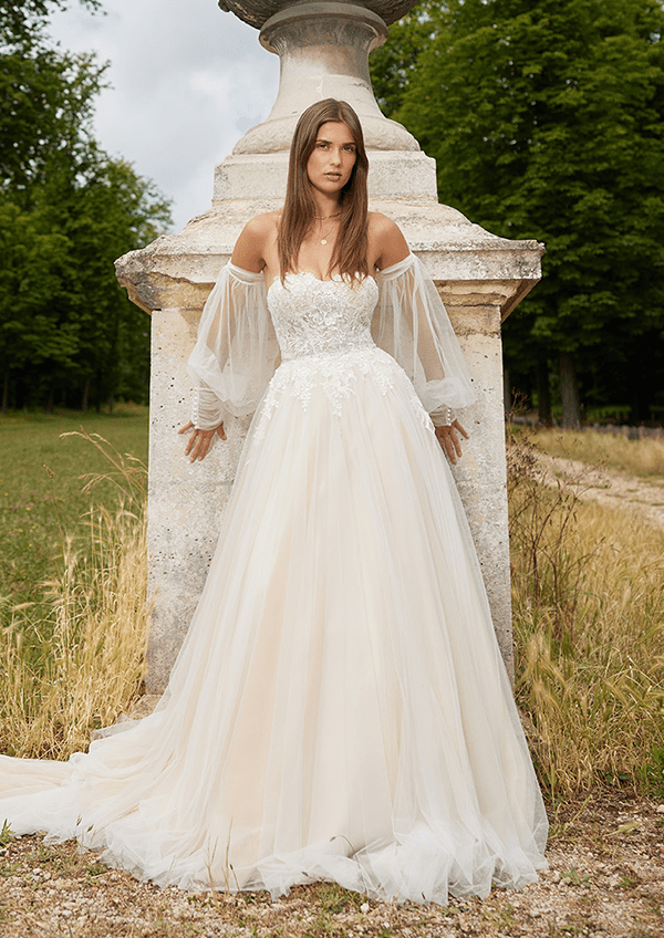 Robe de mariage bustier avec manche amovible