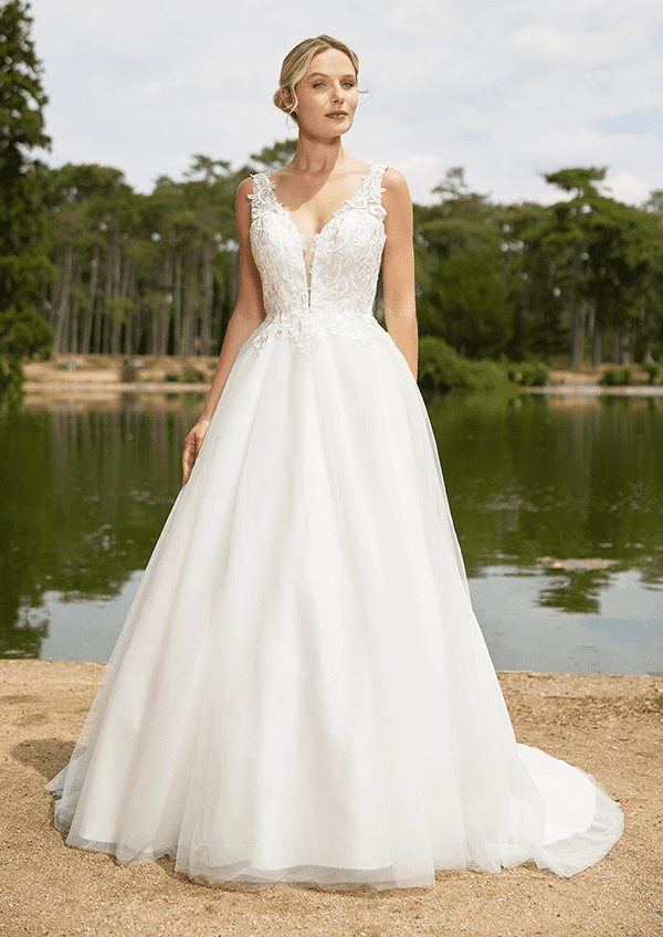 Robe de mariée bustier dentelle jupe organza